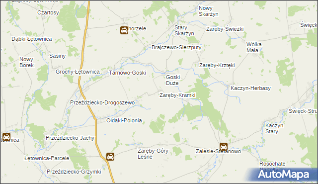 mapa Zaręby-Kramki, Zaręby-Kramki na mapie Targeo