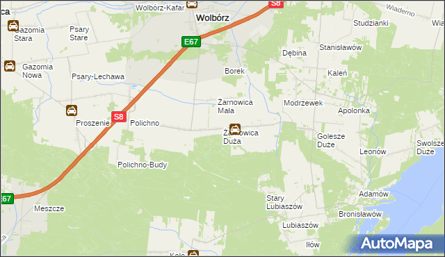 mapa Żarnowica Duża, Żarnowica Duża na mapie Targeo