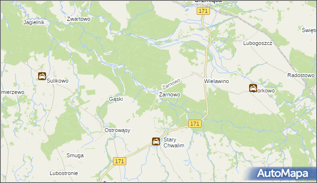 mapa Żarnowo gmina Grzmiąca, Żarnowo gmina Grzmiąca na mapie Targeo