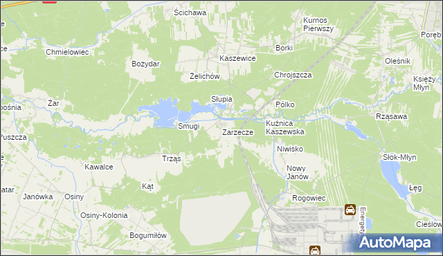 mapa Zarzecze gmina Kluki, Zarzecze gmina Kluki na mapie Targeo