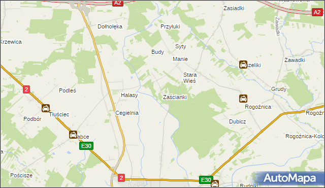 mapa Zaścianki gmina Międzyrzec Podlaski, Zaścianki gmina Międzyrzec Podlaski na mapie Targeo