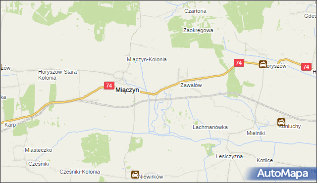 mapa Zawalów-Kolonia, Zawalów-Kolonia na mapie Targeo