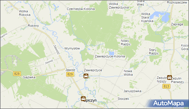 mapa Zawieprzyce-Kolonia, Zawieprzyce-Kolonia na mapie Targeo