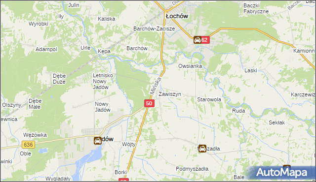 mapa Zawiszyn gmina Jadów, Zawiszyn gmina Jadów na mapie Targeo