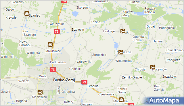 mapa Zbrodzice, Zbrodzice na mapie Targeo