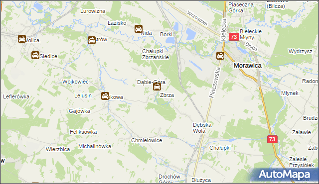 mapa Zbrza gmina Morawica, Zbrza gmina Morawica na mapie Targeo