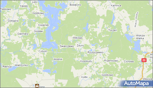 mapa Zduny gmina Biały Bór, Zduny gmina Biały Bór na mapie Targeo