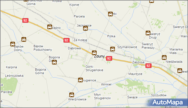 mapa Zduny powiat łowicki, Zduny powiat łowicki na mapie Targeo