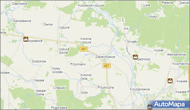 mapa Zdziechowice gmina Gorzów Śląski, Zdziechowice gmina Gorzów Śląski na mapie Targeo