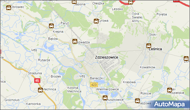 mapa Zdzieszowice, Zdzieszowice na mapie Targeo