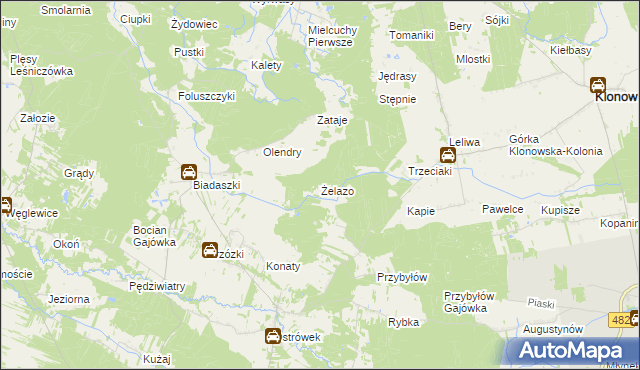 mapa Żelazo gmina Galewice, Żelazo gmina Galewice na mapie Targeo