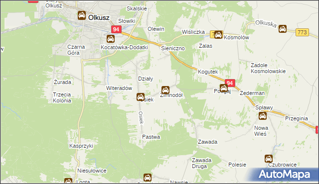 mapa Zimnodół, Zimnodół na mapie Targeo