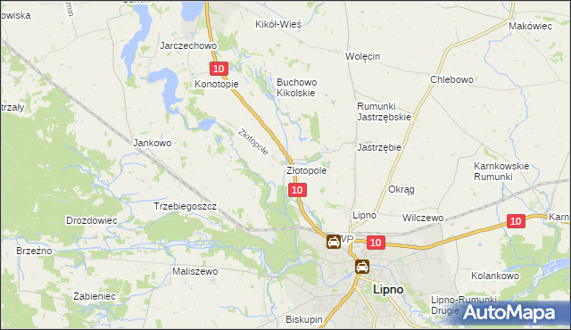 mapa Złotopole gmina Lipno, Złotopole gmina Lipno na mapie Targeo