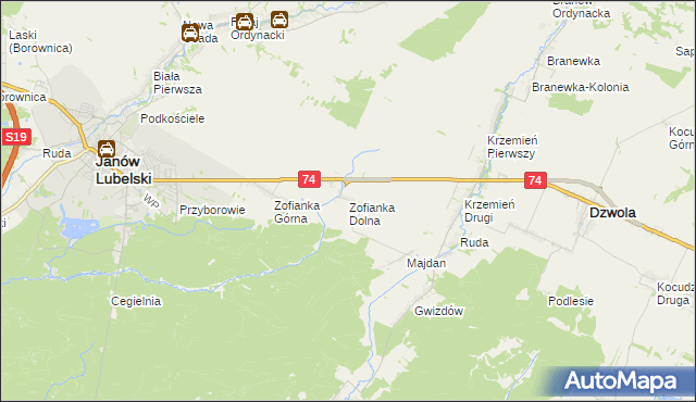 mapa Zofianka Dolna, Zofianka Dolna na mapie Targeo