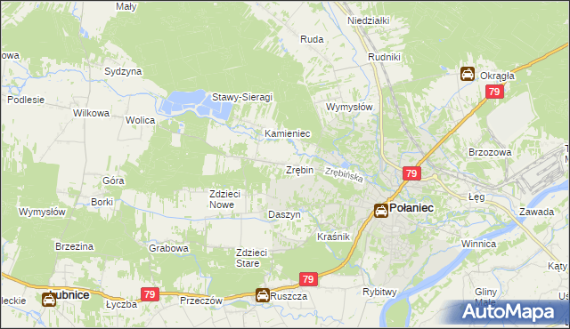 mapa Zrębin, Zrębin na mapie Targeo