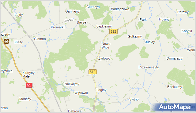 mapa Żydowo gmina Bartoszyce, Żydowo gmina Bartoszyce na mapie Targeo