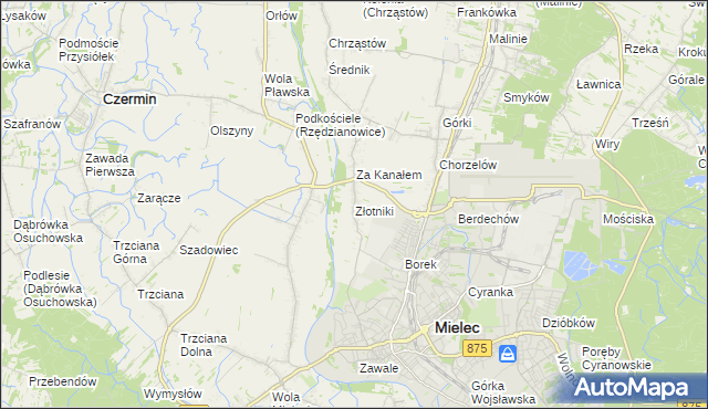mapa Złotniki gmina Mielec, Złotniki gmina Mielec na mapie Targeo