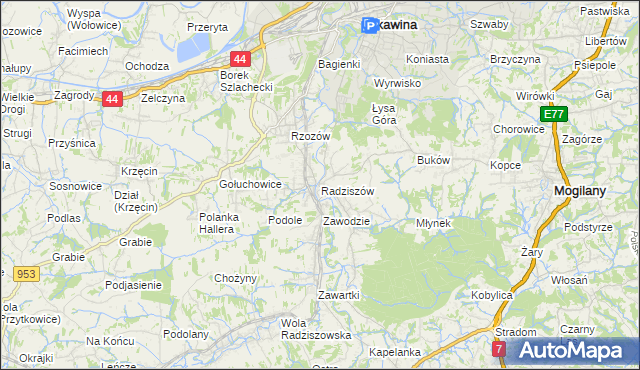 mapa Radziszów, Radziszów na mapie Targeo