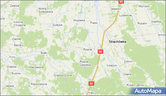 mapa Równe gmina Strachówka, Równe gmina Strachówka na mapie Targeo