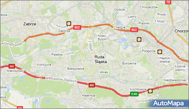 mapa Rudy Śląskiej, Ruda Śląska na mapie Targeo