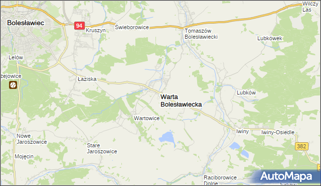 mapa Warta Bolesławiecka, Warta Bolesławiecka na mapie Targeo