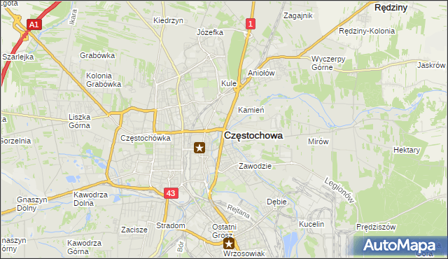 mapa Częstochowy, Częstochowa na mapie Targeo