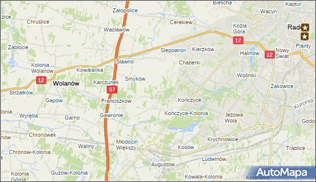 mapa Podkończyce, Podkończyce na mapie Targeo