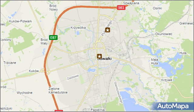 mapa Suwałk, Suwałki na mapie Targeo