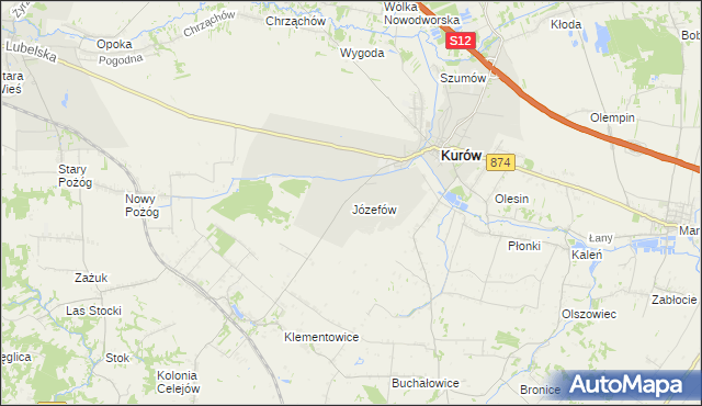 mapa Józefów gmina Kurów, Józefów gmina Kurów na mapie Targeo