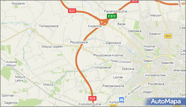 mapa Płouszowice-Kolonia, Płouszowice-Kolonia na mapie Targeo