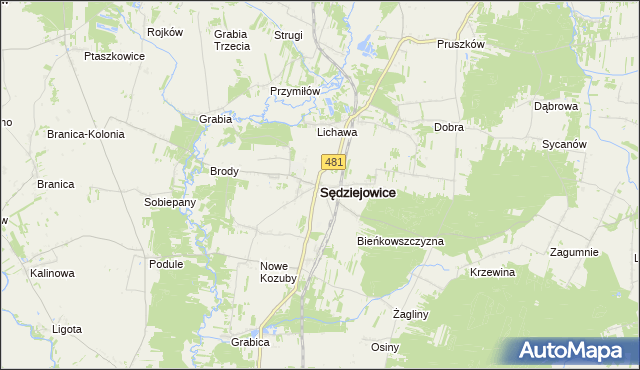 mapa Sędziejowice powiat łaski, Sędziejowice powiat łaski na mapie Targeo