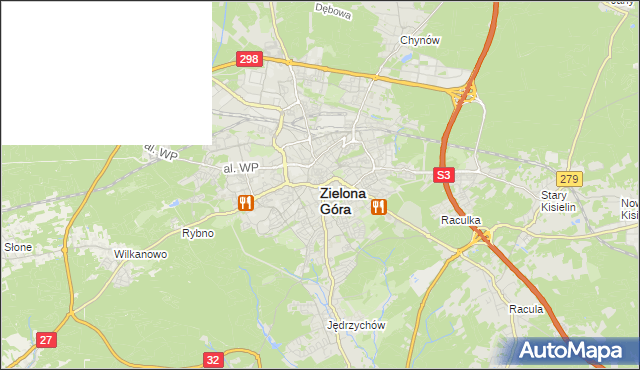 mapa Zielona Góra, Zielona Góra na mapie Targeo