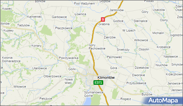 mapa Pęchów, Pęchów na mapie Targeo