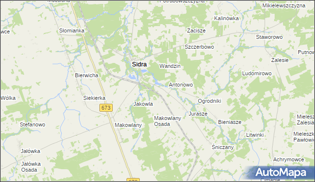 mapa Władysławowo gmina Sidra, Władysławowo gmina Sidra na mapie Targeo