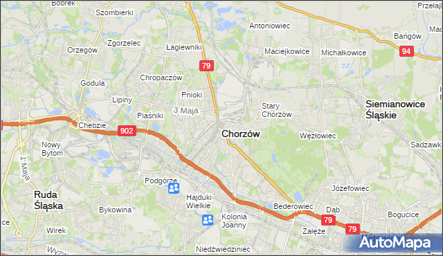 mapa Chorzów, Chorzów na mapie Targeo