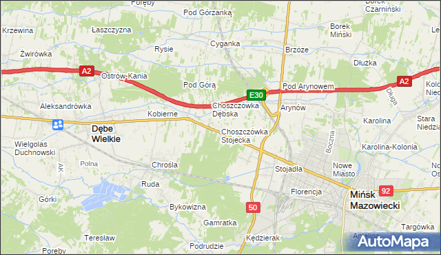 mapa Choszczówka Stojecka, Choszczówka Stojecka na mapie Targeo