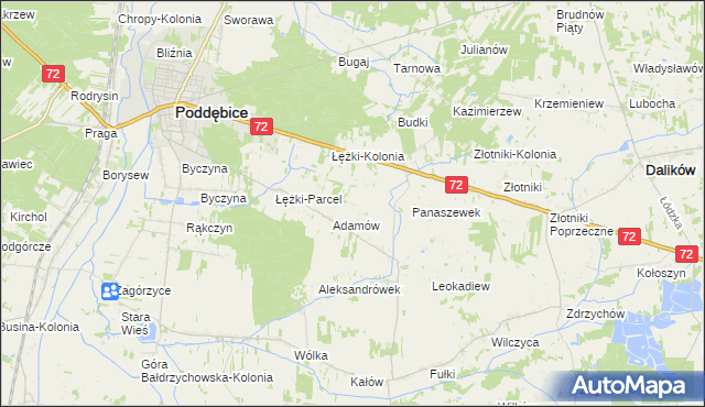 mapa Ciężków gmina Poddębice, Ciężków gmina Poddębice na mapie Targeo