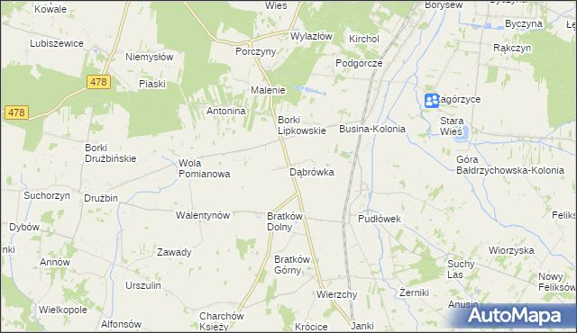 mapa Dąbrówka gmina Zadzim, Dąbrówka gmina Zadzim na mapie Targeo