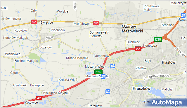mapa Domaniew gmina Brwinów, Domaniew gmina Brwinów na mapie Targeo