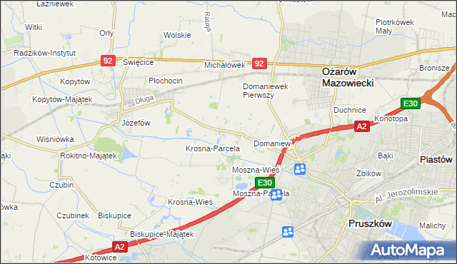 mapa Domaniewek gmina Brwinów, Domaniewek gmina Brwinów na mapie Targeo