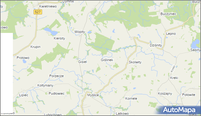mapa Giślinek, Giślinek na mapie Targeo