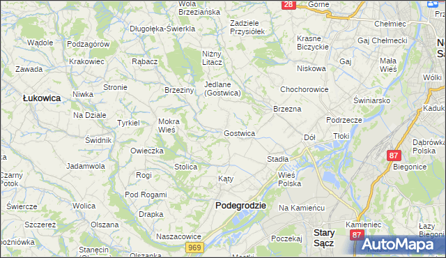 mapa Gostwica, Gostwica na mapie Targeo