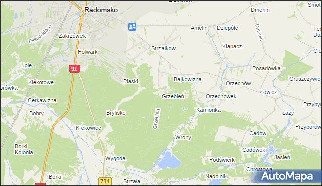 mapa Grzebień, Grzebień na mapie Targeo