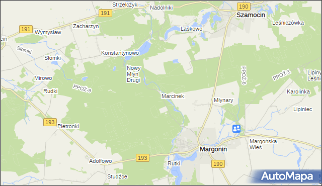 mapa Marcinek, Marcinek na mapie Targeo