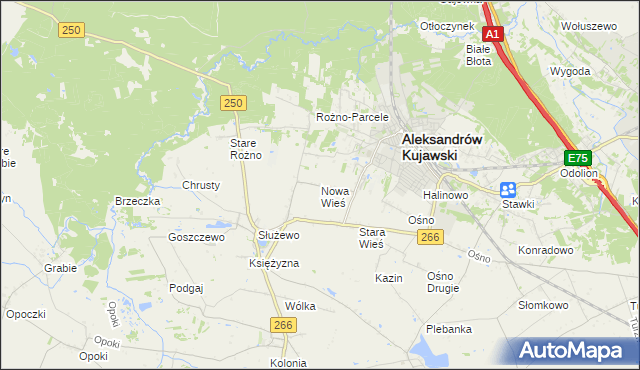 mapa Nowa Wieś gmina Aleksandrów Kujawski, Nowa Wieś gmina Aleksandrów Kujawski na mapie Targeo