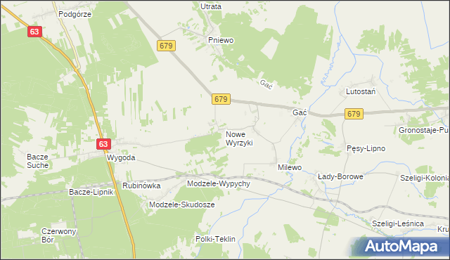 mapa Nowe Wyrzyki, Nowe Wyrzyki na mapie Targeo