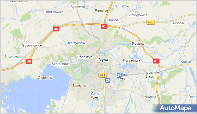 mapa Nysy, Nysa na mapie Targeo