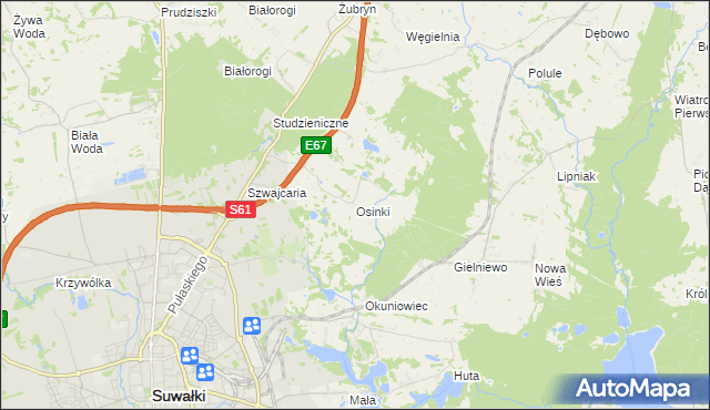 mapa Osinki gmina Suwałki, Osinki gmina Suwałki na mapie Targeo