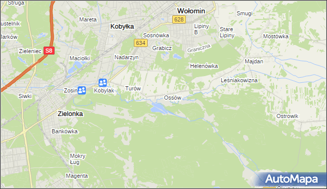 mapa Ossów, Ossów na mapie Targeo