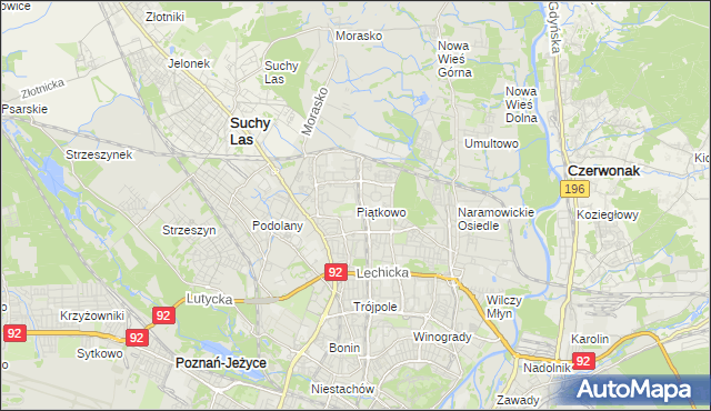 mapa Piątkowo gmina Poznań, Piątkowo gmina Poznań na mapie Targeo